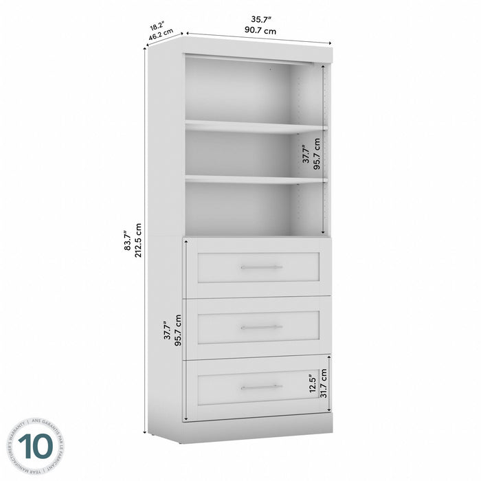 Organisateur de garde-robe Pur de Bestar de 36 po (L) avec tiroirs - blanc