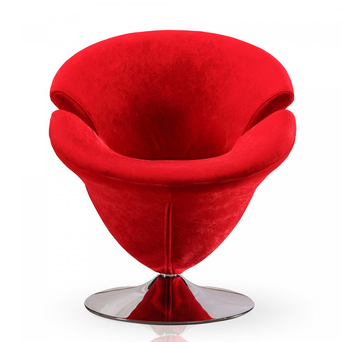Fauteuil lounge pivotant moderne en velours Tulip rouge - Lot de 2