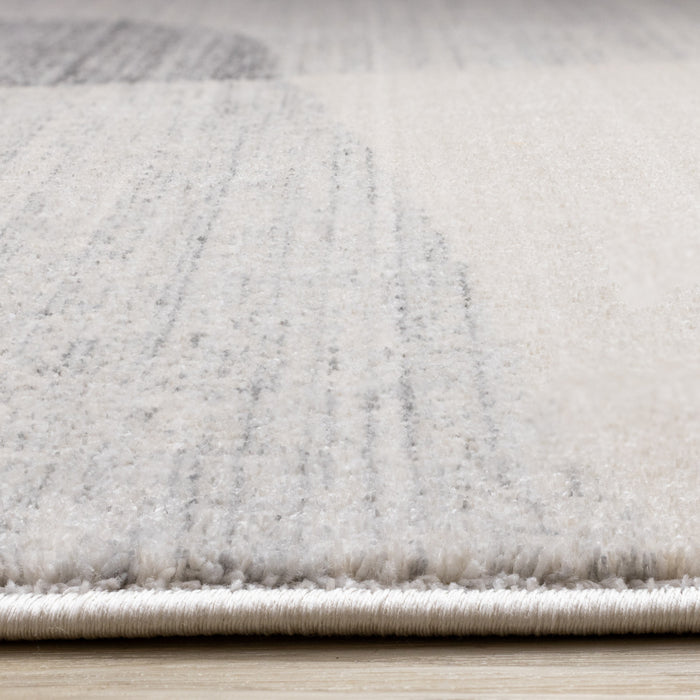 Tapis geometrique gris noir creme Olivia, 7'10\" x 10'2\"