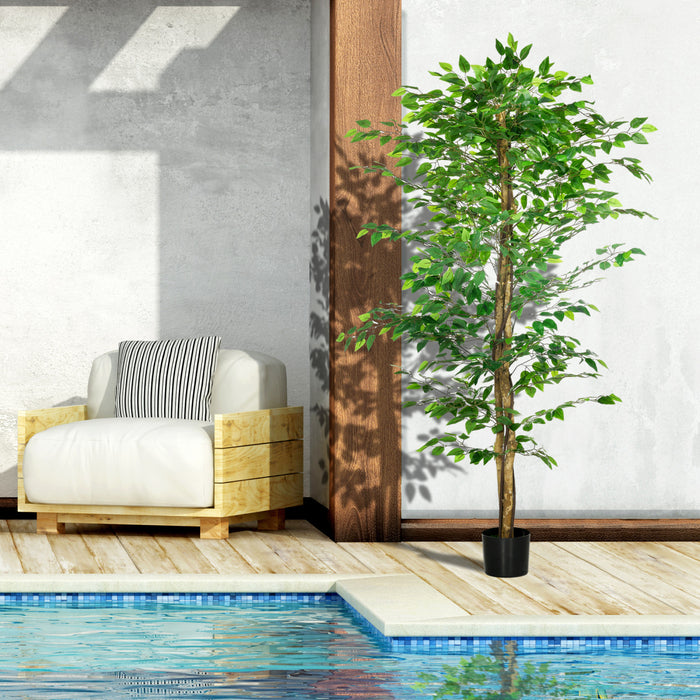 HOMCOM Lot de 2 arbres artificiels Ficus de 6pi pour decoration