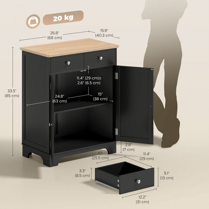 HOMCOM Meuble de Rangement de Cuisine, Buffet avec Plateau en Bois
