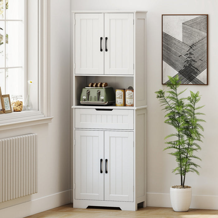 HOMCOM Armoire de rangement avec petit comptoir ouvert, buffet, blanc