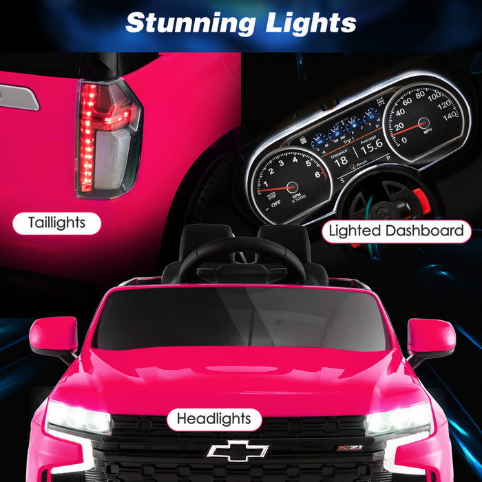 Costway 12v Enfants Roulent Sur La Voiture Chevrolet Tahoe Camion Electrique Suv Telecommande W / Lumiere Et Musique Rose