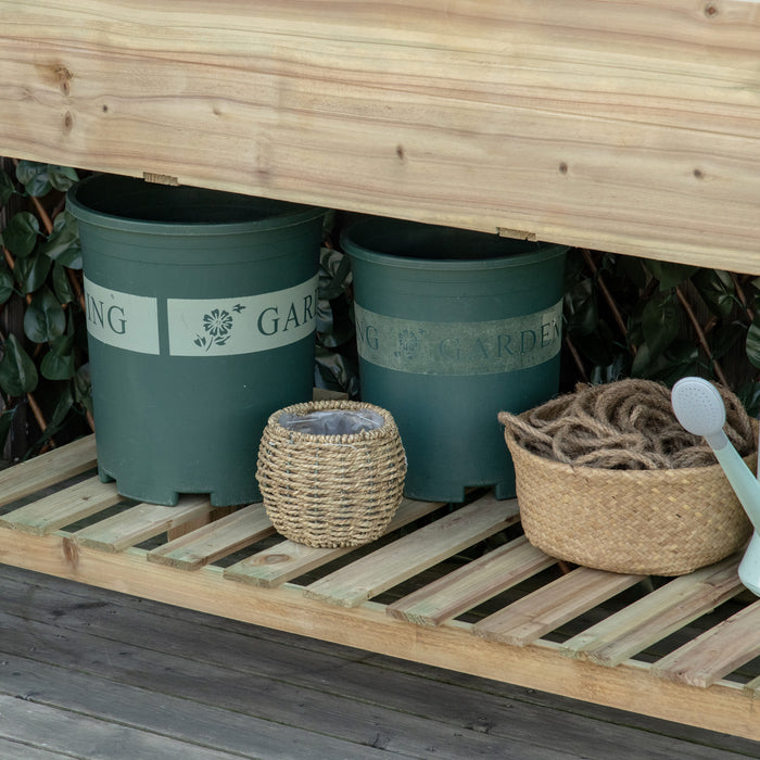 Outsunny Jardiniere Sur Pieds Avec Etagere Inferieure Carre Potager Sureleve Exterieur Lit De Culture Jardin Bois Massif De Sapin 45\" X 22\" X 33\" Vert