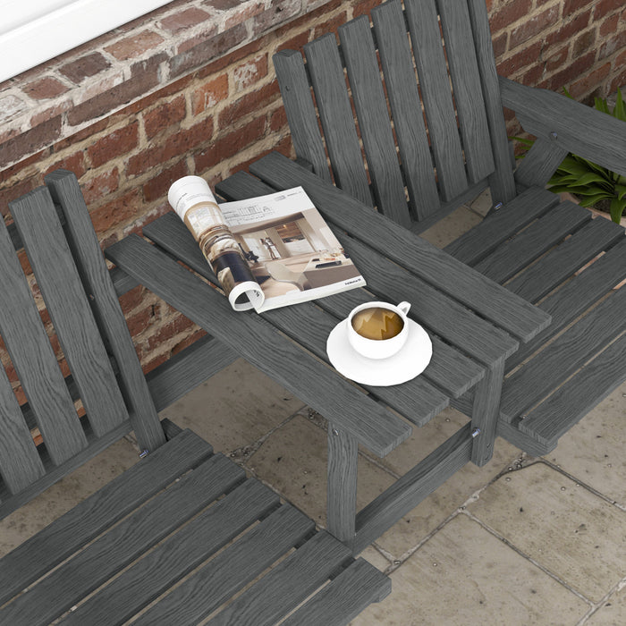 Outsunny Banc En Bois Avec Table Centrale Et Trou Pour Parasol, Gris