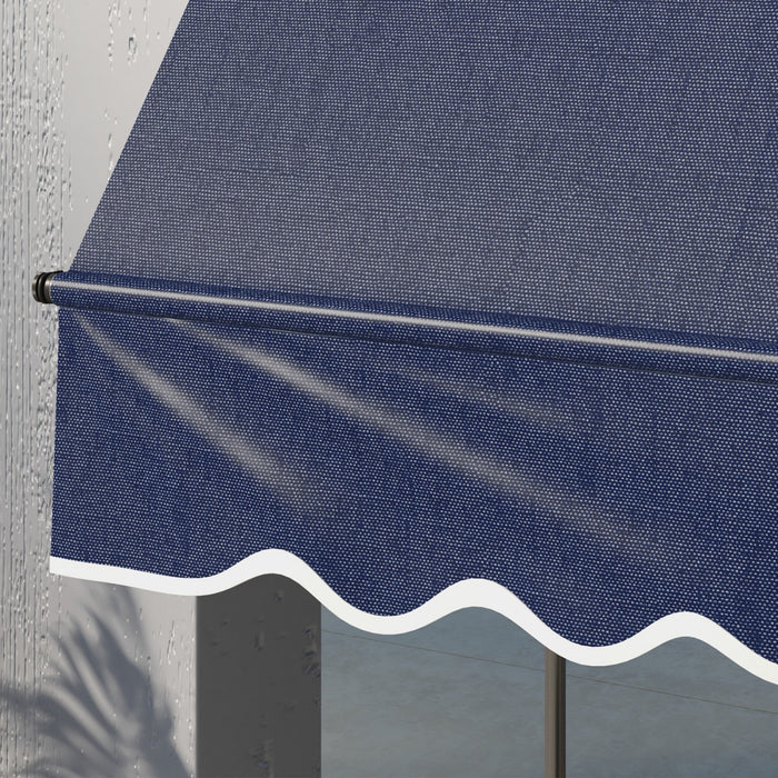 Auvent Retractable Outsunny 10' X 3', Autoportant Et Sans Vis, Bleu