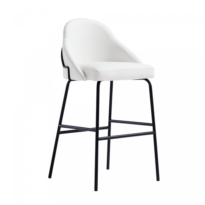 Tabouret de bar moderne en metal Gracie, rembourre, blanc et noir