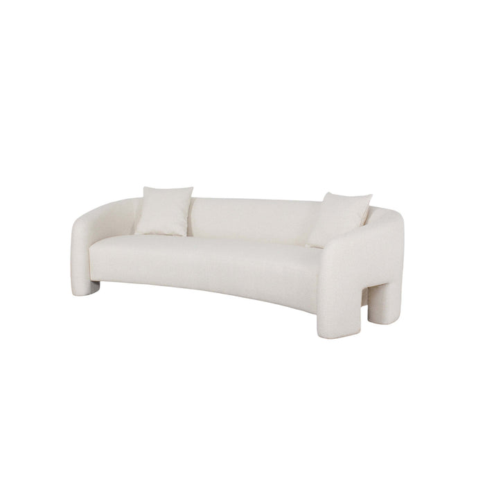 Canape deux places moderne glamour Sylvia 264 cm en tweed ivoire