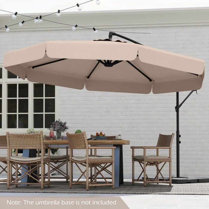 Costway Parasol suspendu deporte de 10 pieds, parasol cantilever de patio avec housse beige