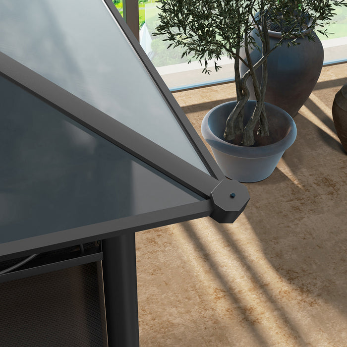 Outsunny Auvent A Toit Rigide 13' X 10', Tonnelle De Terrasse, Gris Fonce