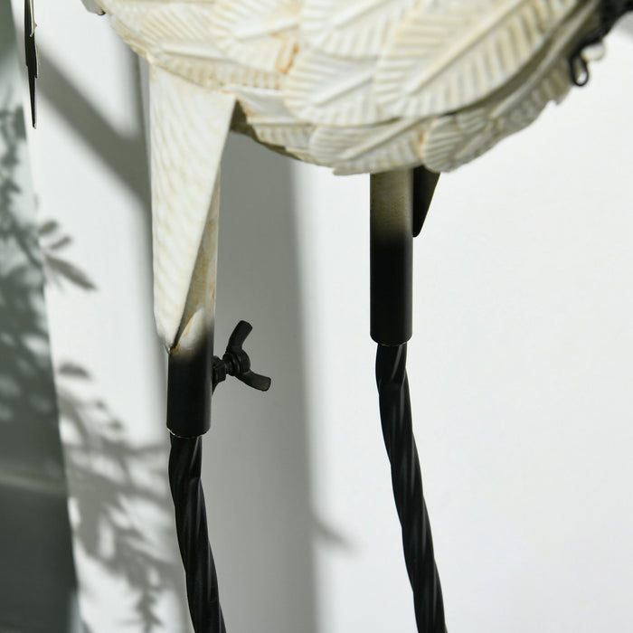Outsunny 2pcs Statues De Jardin De Heron Metal Oiseau Sculptures, Blanc