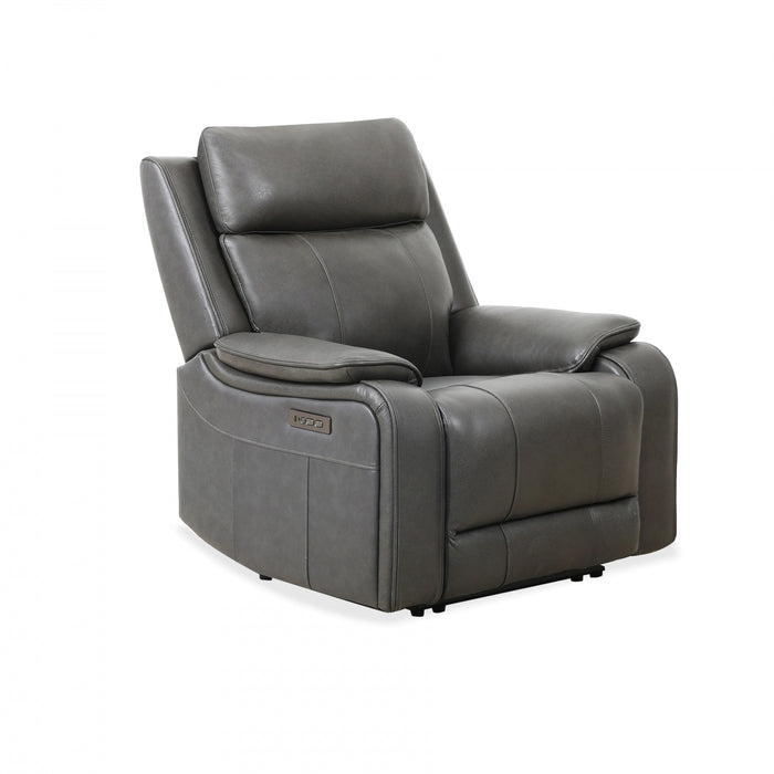 Fauteuil inclinable electrique a mouvement coulissant Marlow de 37 po en cuir assorti avec USB/USB-C - Charbon
