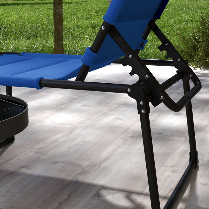 Outsunny Chaise Longue Pliante 2 Pieces, Chaises De Bronzage Inclinables