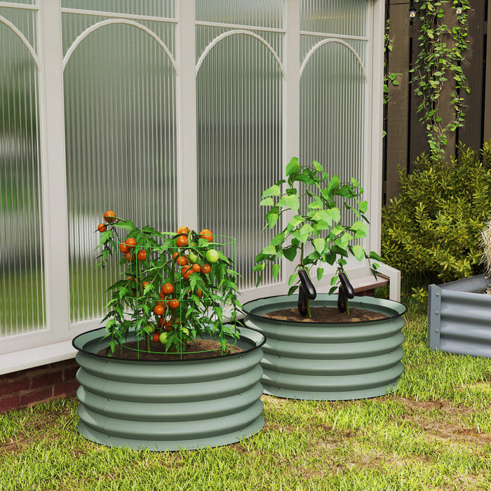 Outsunny Lot de 2 plates-bandes surelevees en acier pour jardin, vert