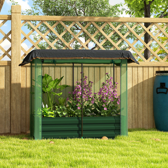 Outsunny Lit De Jardin Sureleve Galvanise Avec Cage De Culture Et Toile