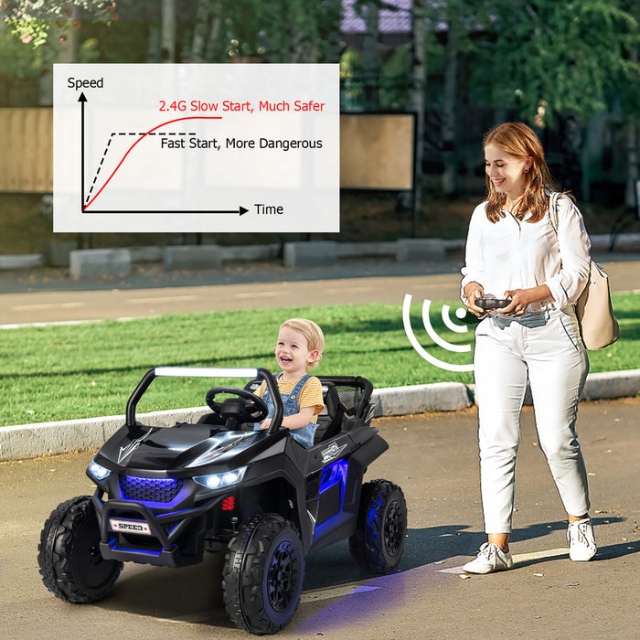 Voiture Electrique 12v Pour Enfant, 2 Modes De Conduite, Avec Telecommande Effets Sonores Lumineux, Vehicule Tout Terrain Avec 2 Sieges Pour Enfant 3-8 Ans, Charge 59kg, 118x74x71cm, Noir/rose