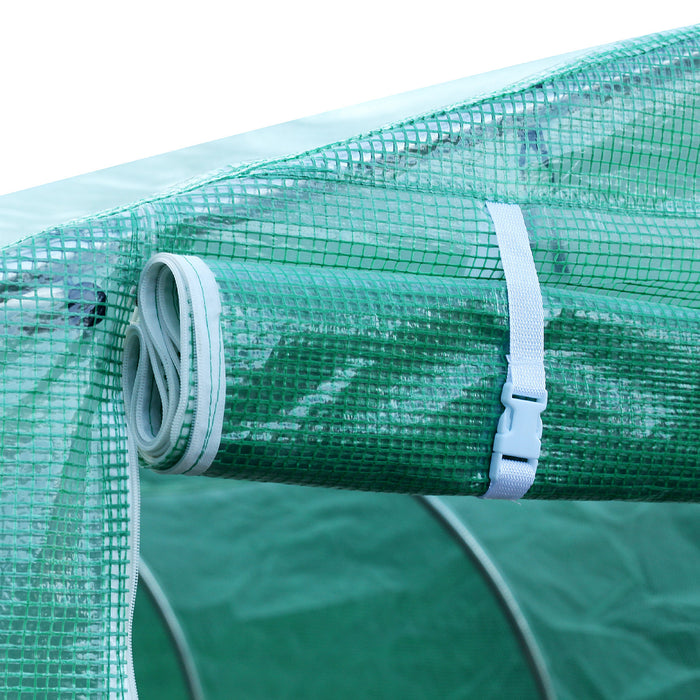Outsunny 26'l X 10'w X 6.8' H Grande Serre De Jardin En Plein Air Tunnel De Semences De Plantes Tente De Culture Cadre En Acier De Qualite Superieure Vert
