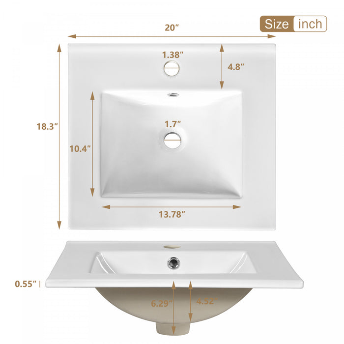 Meuble de salle de bain compact moderne Harper 20 pouces avec lavabo ceramique, noir
