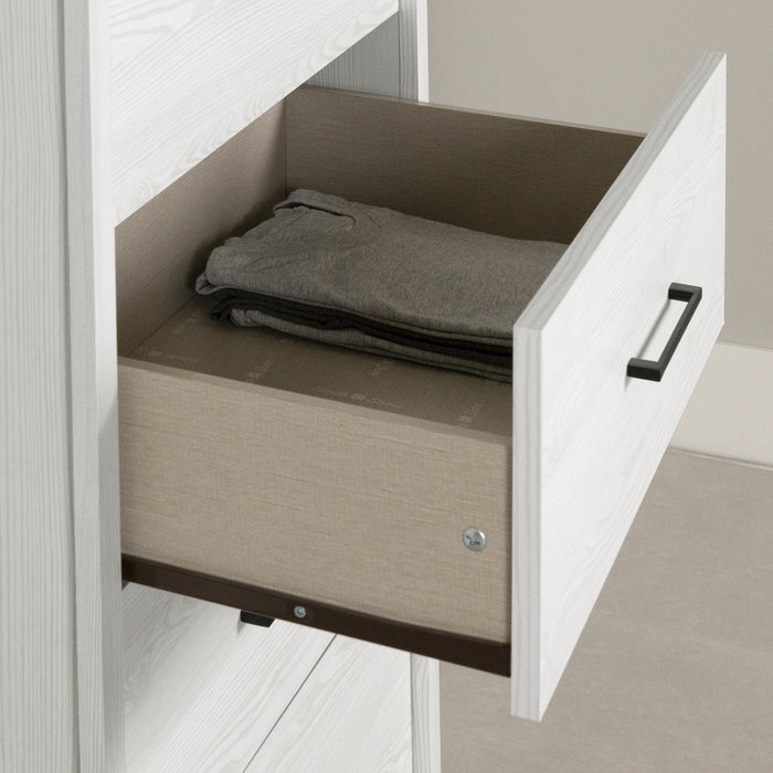 Commode verticale Fernley à 5 tiroirs - pin blanc