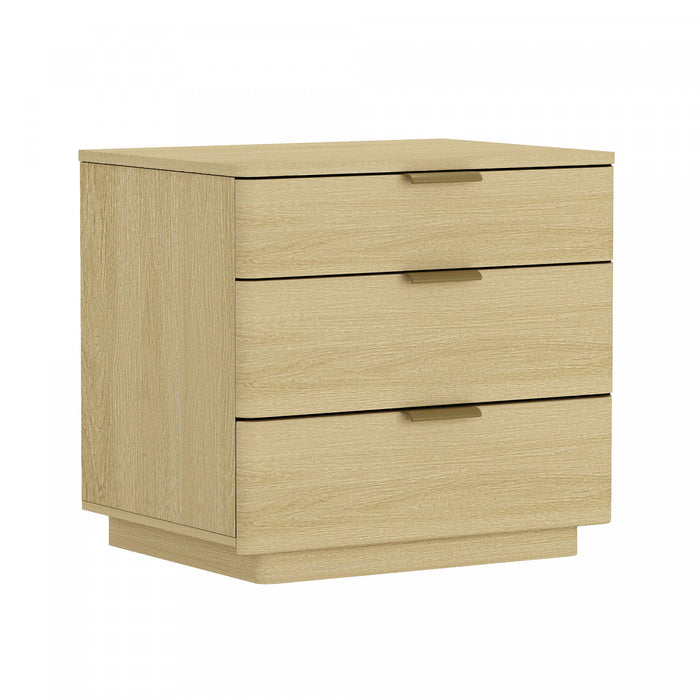 Table de nuit moderne Payton 66 cm en chene naturel (3 tiroirs)