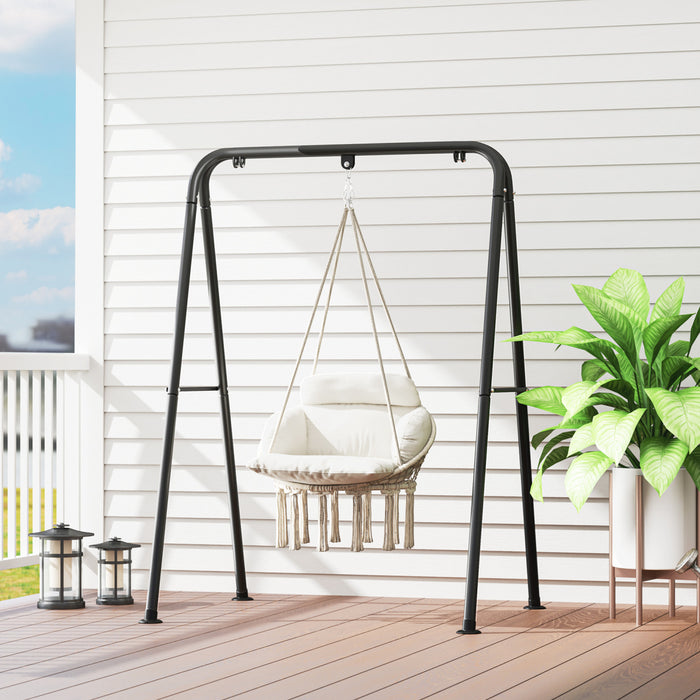 Outsunny Chaise Hamac Suspendue, Chaise Balancoire D'exterieur Boho, Creme