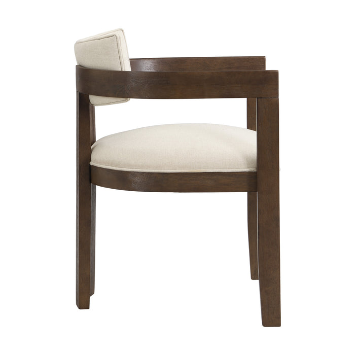 Evelyn Ensemble de 2 chaises de salle a manger en bois de caoutchouc avec accoudoirs et assise rembourree, noyer
