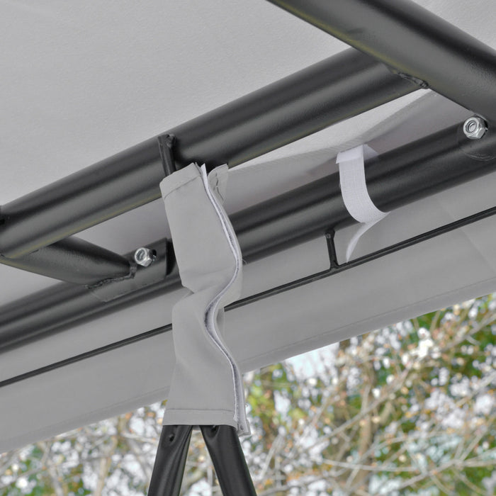 Outsunny Lit De Repos Exterieur Pour 3 Pers Avec Moustique En Maille, Gris