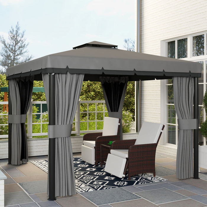 Outsunny Tonnelle De Patio 10' X 10' Avec Parois Laterales, Gris Clair