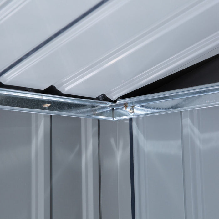 Outsunny 7\"x4\" Abri De Jardin Exterieur En Metal Et Rangement De Jardin Remise Pour Outils Avec 4 Events Pour Le Flux D'air Et 2 Portes Coulissantes Faciles, Gris Fonce