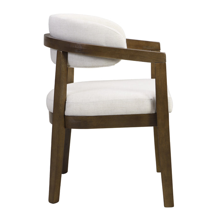 Sophia Ensemble de 2 chaises de salle a manger avec accoudoirs et structure en bois de caoutchouc, noyer