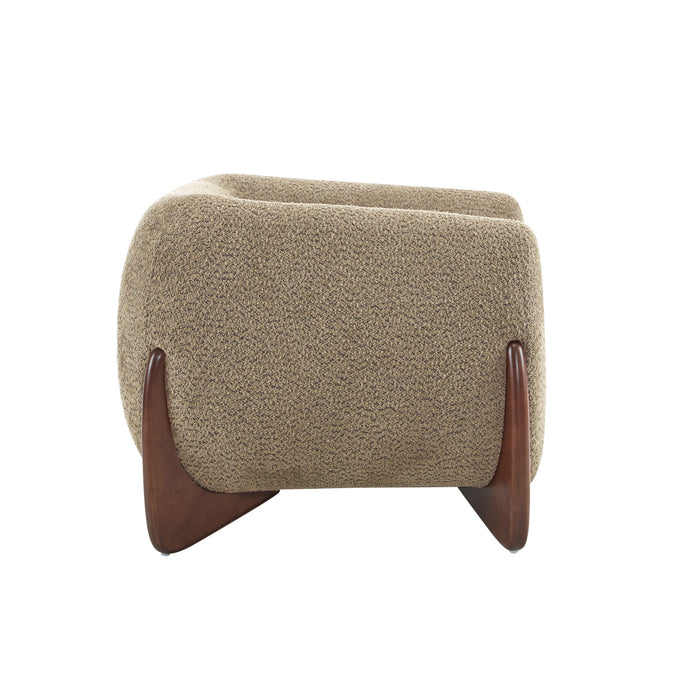 Tuxor Fauteuil Moderne en Bouclette a Design Tuxedo, Brun Clair, Noyer