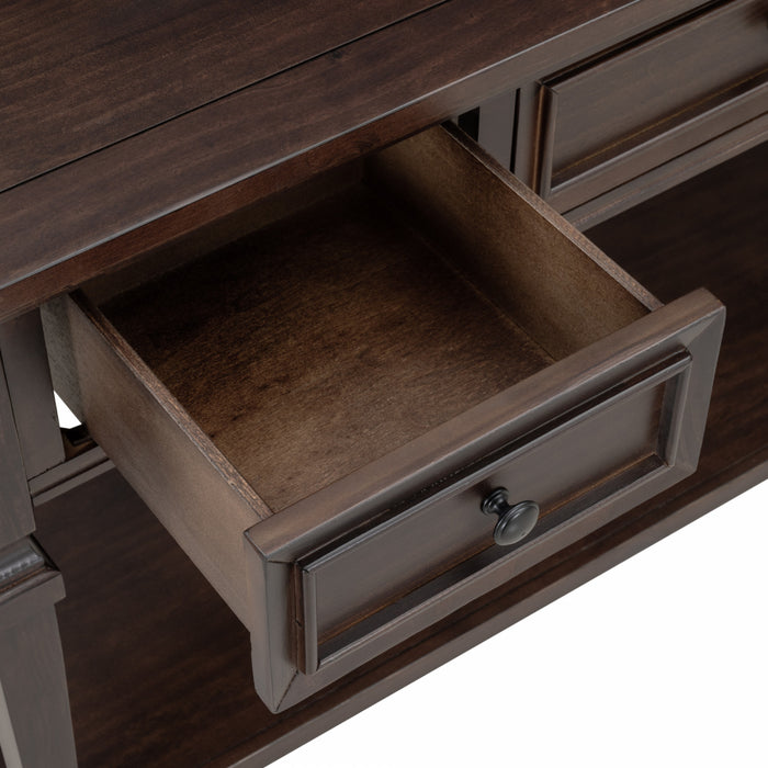Table Console Sabina En Bois Massif Avec 3 Tiroirs Et Etagere - Espresso