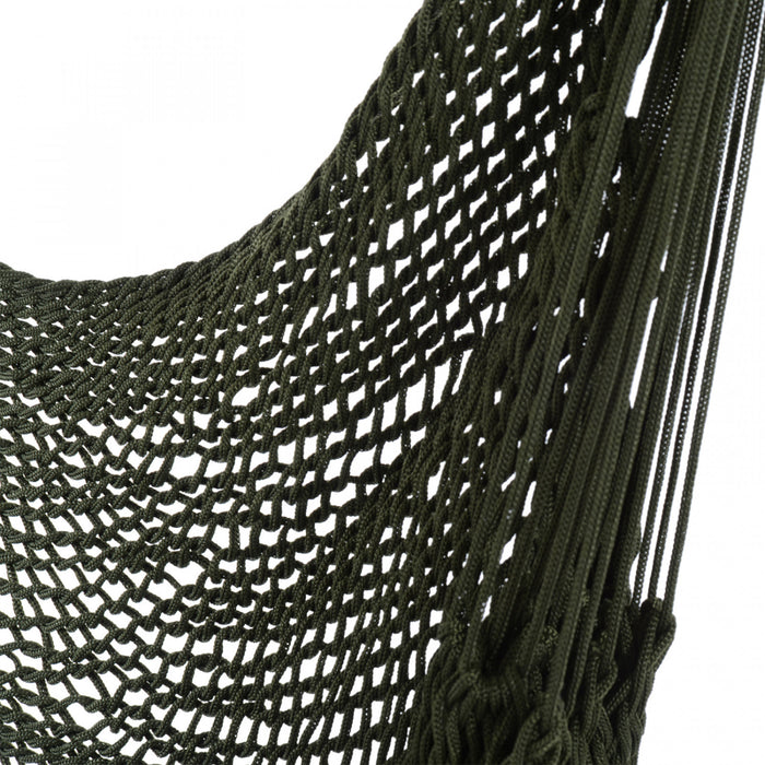 Outsunny Portable Suspendu Tisse Hamac Siege Corde Balancoire Chaise Lit De Couchage Pour Jardin Jardin En Plein Air Camping (vert Armee, Nylon)