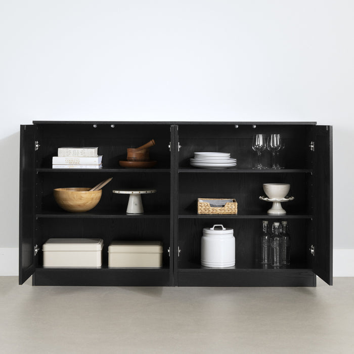 Arum Ensemble De 2 Buffets Avec Tablettes Chene Noir, De Meubles South Shore