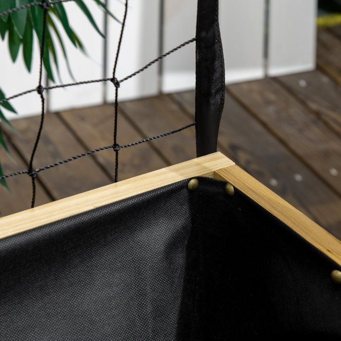 Outsunny Lit De Jardin Potager De Terrasse Lits De Jardin Sureleves D'exterieur Avec Grille D'escalade Et Etagere De Rangement Inferieure, Jardiniere Surelevee Avec Pieds Naturel