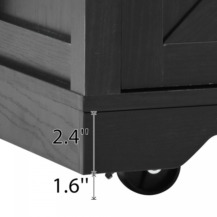 Chariot De Cuisine Wilson 53,7\" En Bois Reconstitue Avec Prise Electrique Et Rangement -Noir