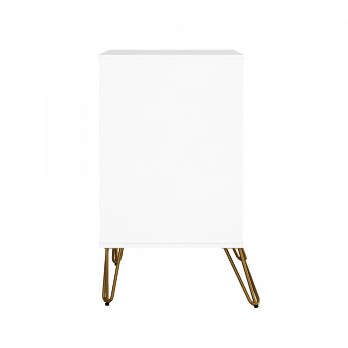 Commode Avira Mid-Century Modern 35\" en blanc (3 tiroirs)