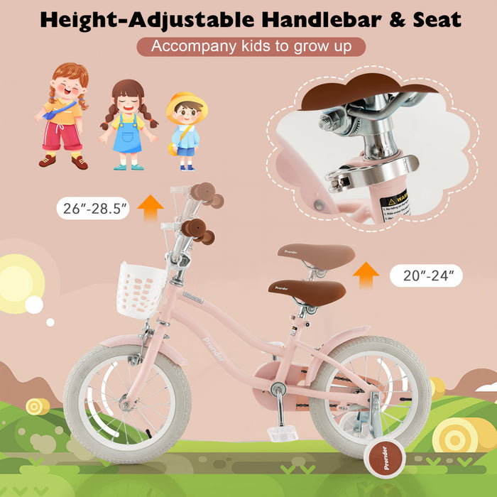 Velo Costway 14\" Pour Enfants Avec Roues D'entrainement Amovibles Et Panier Pour 3-5 Ans