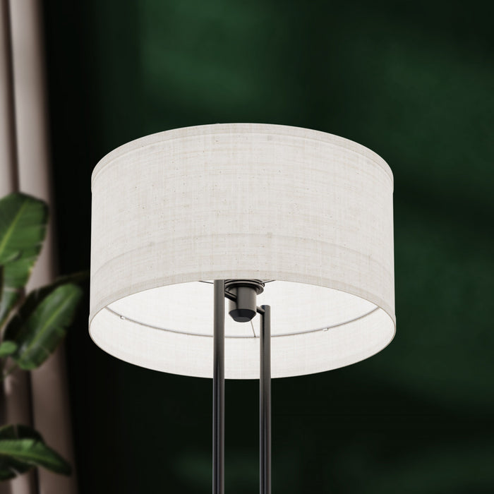 Lampe de table moderne noire de 25 po avec abat-jour texturé
