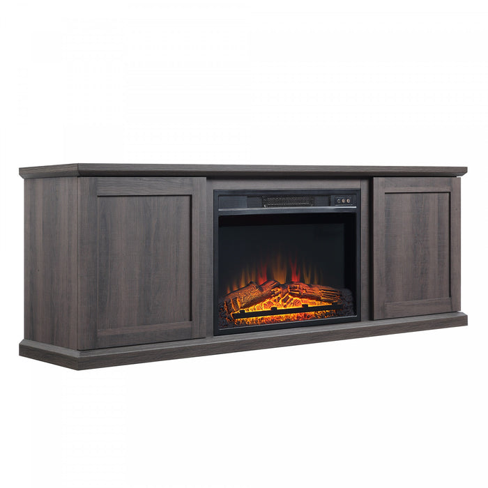 Foyer electrique moderne Franklin style ferme, 2 pieces, noir et brun