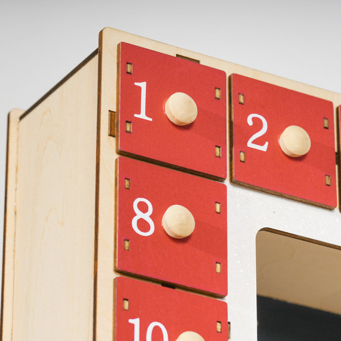 Homcom Calendrier De L'avent De Noel Avec 24 Tiroirs Et Lumieres Led