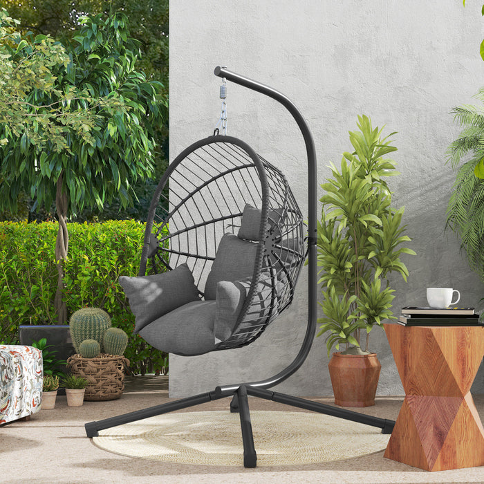 Fauteuil suspendu Outsunny avec coussin epais, chaise hamac, gris