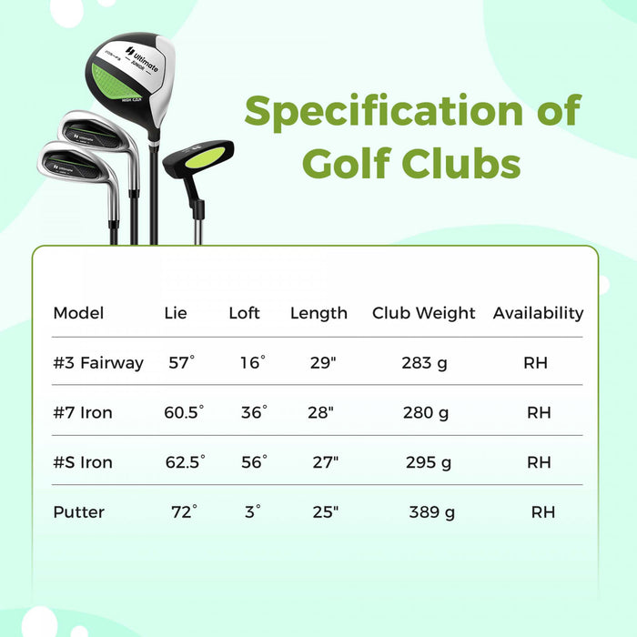 Ultimate Kids Golf Practice Set Junior Complete Golf Club Set Pour Enfants Ages De 5 A 7 Ans Vert