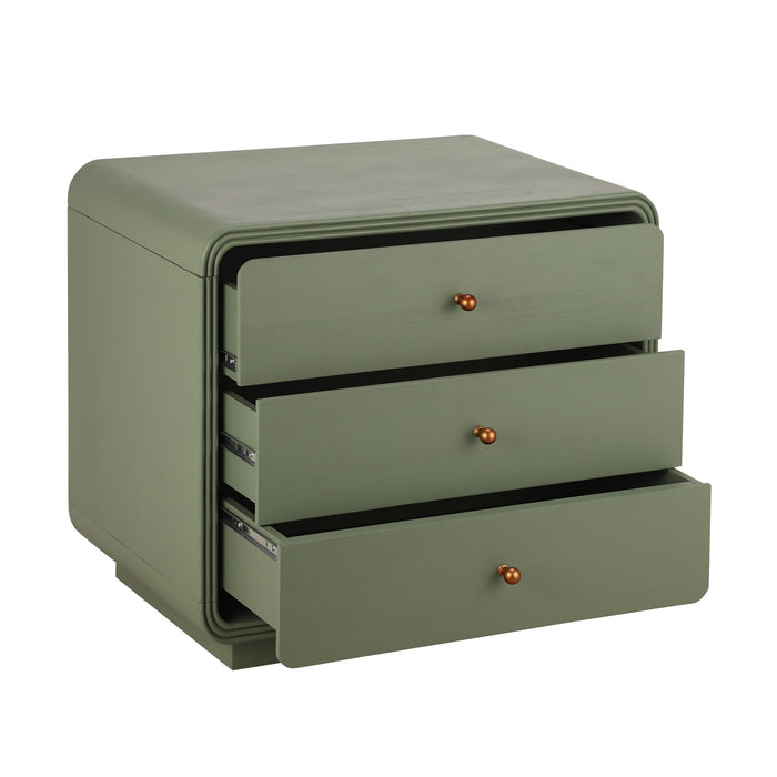 Sophia Table de Nuit Moderne avec Rangement et Tiroir, Vert Olive