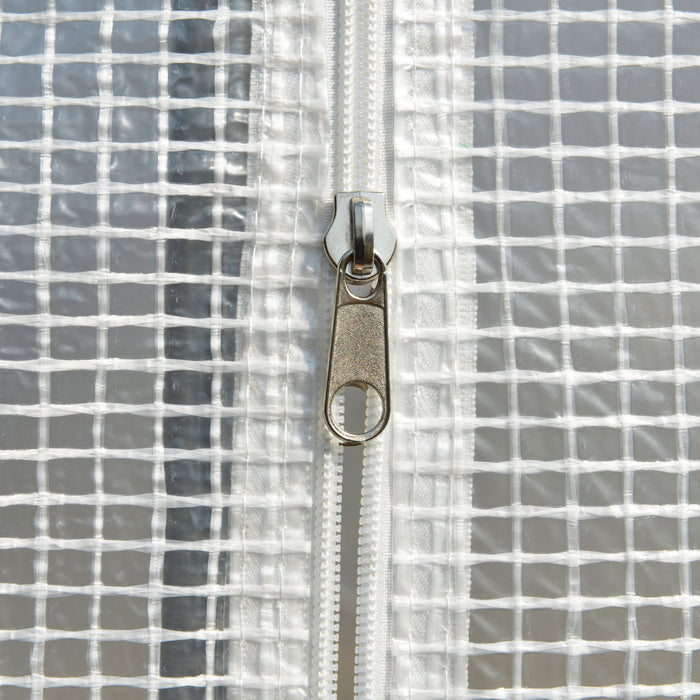 Outsunny 10' X 6.6' X 6.6' Serre De Jardin Tunnel Portes Zippees Deroulantes Fenetres Enroulables Avec Moustiquaires Blanc