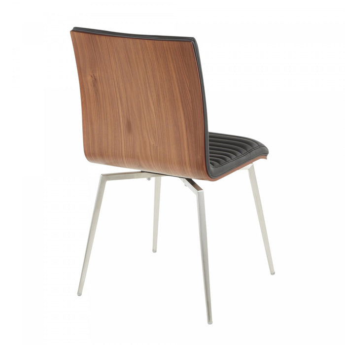 Chaise d’appoint de salle à manger pivotante contemporaine Mason en similicuir noir - ensemble de 2