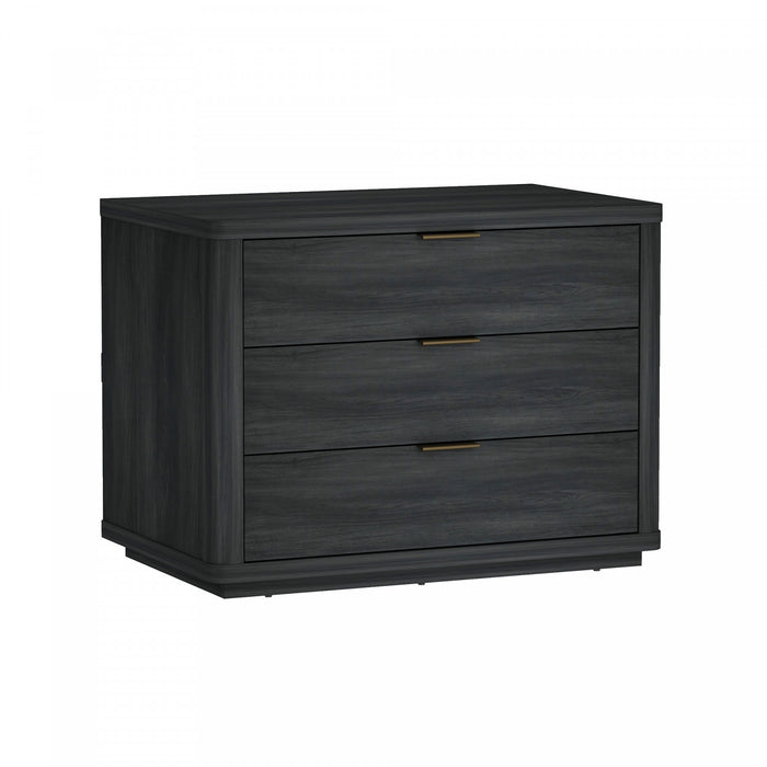 Table de nuit moderne Evelyn 32\" en gris charbon (3 tiroirs)
