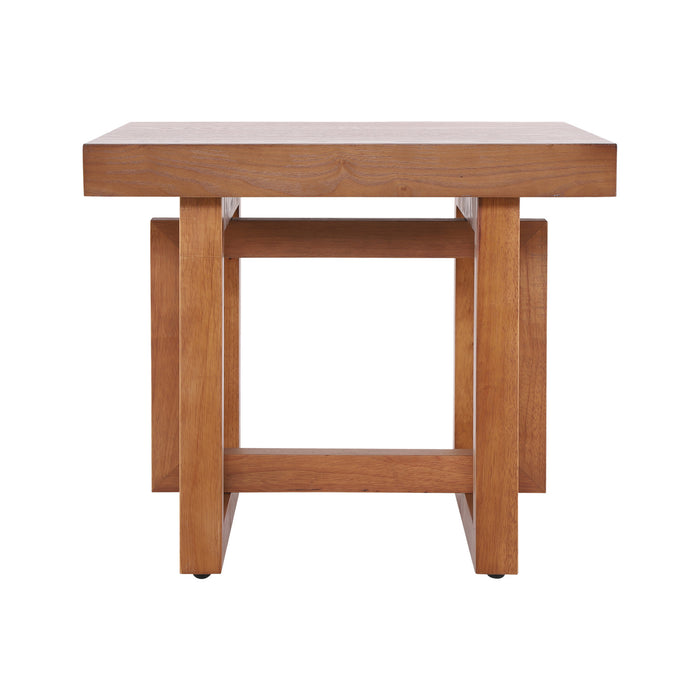 Ethan Table d'Appoint Rustique en Bois de Caoutchouc Solide, Beige