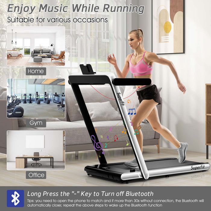 Tapis De Course Pliable 2 En 1superfit – Moteur 2,25 Cv – Double Ecran – Haut-parleur Bluetooth
