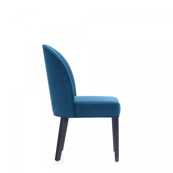 Chaise de salle a manger moderne en bois Hillman avec revetement bleu - Lot de 4